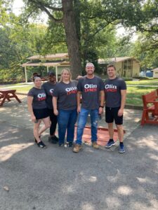 Thank you to the fine folks from Olin companyfor coming out to camp to do some old fashion cleanup.